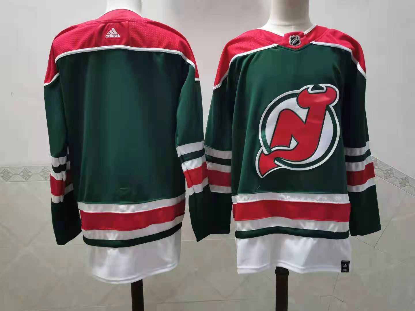 Men New Jersey Devils Blank Green Throwback Stitched 2021 Adidias NHL Jersey